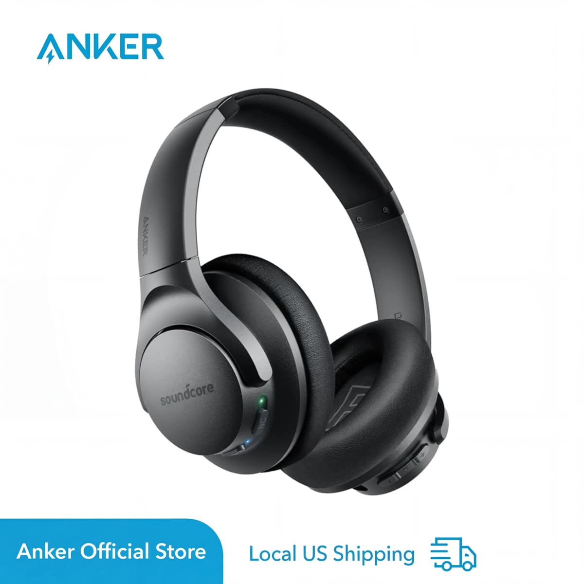 Soundcore Anker Life Q20 Hybrid ANC Headphones - Wireless Over Ear BT Headphones - 60H Playtime - Hi-Res Audio - Deep Bass - Foam Ear Cups - Travel - Office - USB-C Charging(Brand New)