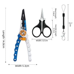 Aluminum Alloy Fishing Pliers Saltwater Corrosion Resistant, Heavy Duty Fishing Multitool with Lanyard Sheath Hook Remover Line