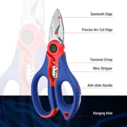 WORKPRO 162 MM Stainless Electricians Scissors with Wire Stripper for Soft Cable (Not Suitable for Diving Use)
