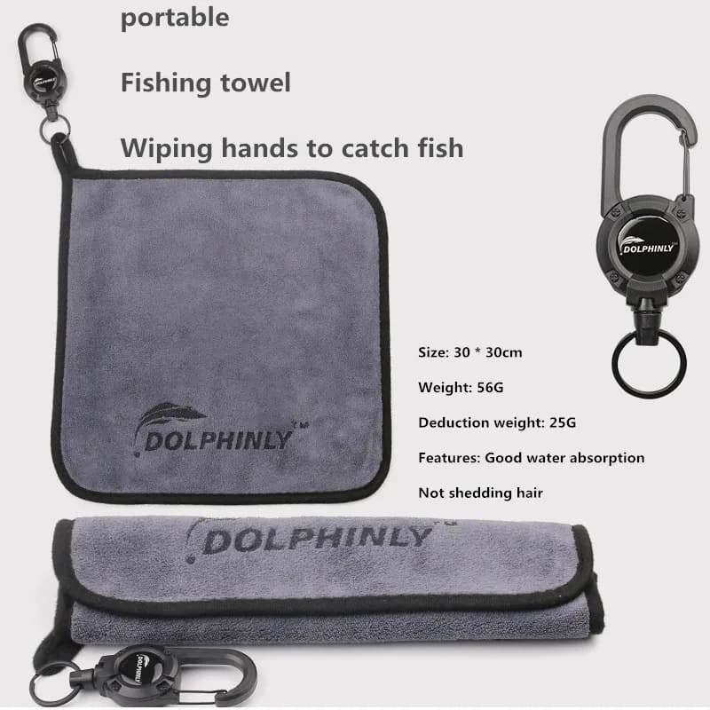 Portable Buckle Fishing Towel with Thickened anti Slip and Hand Wiping Properties, Absorbent Cotton Towel, Outdoor Fishing Tool