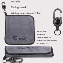 Portable Buckle Fishing Towel with Thickened anti Slip and Hand Wiping Properties, Absorbent Cotton Towel, Outdoor Fishing Tool