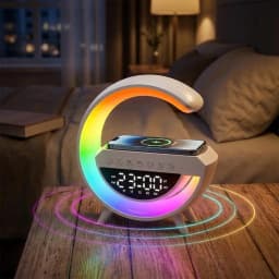 New Bluetooth Speaker Wireless Charger Table Lamp RGB Alarm Clock Sound Box LED Portable Mini Party Loudspeaker