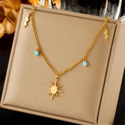 DIEYURO 316L Stainless Steel Butterfly Moon Lock Blue Eyes Pendant Necklace For Women New Multilayer Choker Chain Jewelry Gifts