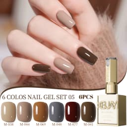 XEIJAYI 6Pcs 15ML Jelly Ice Transparent Nude Green Blue Green And Colorful And Pure Gel Nail Polish Set Peelable UV LED Gel Poli