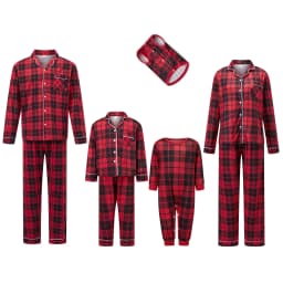 Family Christmas Pajamas Matching Sets Adult And Kids Xmas Red Plaid Button Shirts Tops+Pants Baby Romper Loungewear Pyjamas