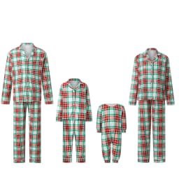 Family Christmas Pajamas Matching Sets Adult And Kids Xmas Red Plaid Button Shirts Tops+Pants Baby Romper Loungewear Pyjamas