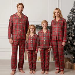 Family Christmas Pajamas Matching Sets Adult And Kids Xmas Red Plaid Button Shirts Tops+Pants Baby Romper Loungewear Pyjamas