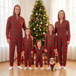 Family Christmas Pajamas Matching Sets Adult And Kids Xmas Red Plaid Button Shirts Tops+Pants Baby Romper Loungewear Pyjamas