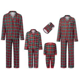 Family Christmas Pajamas Matching Sets Adult And Kids Xmas Red Plaid Button Shirts Tops+Pants Baby Romper Loungewear Pyjamas