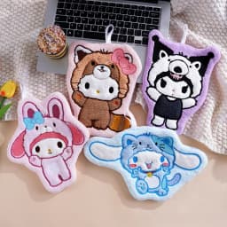 1/4 Pcs Soft Thick Sanrio Kuromi Hand Towel Super Absorbent Coral Velvet Hanging Towel for Kitchen Bathroom Cute Home Decor