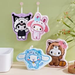1/4 Pcs Soft Thick Sanrio Kuromi Hand Towel Super Absorbent Coral Velvet Hanging Towel for Kitchen Bathroom Cute Home Decor