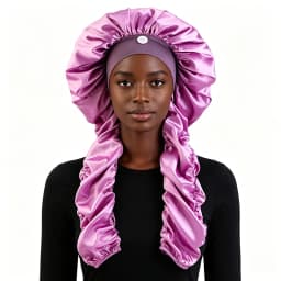 New Women's Bonnet Satin Sleeping Cap Long Tail Braid Hair Night Sleep Cap Head Cover Bonnets Shower Cap For Sauna Bathing