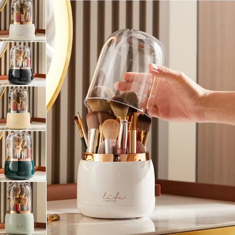 360° Rotating Makeup Organizer Brush Holder Cosmetic Storage Box Pen Case Lipstick Organizer - Clear Plastic Makeup Storage