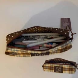 Kawaii Miffy Pencil Case Cute Cartoon Miffy Pencil Case Instagram Style Brown Checkered Large Capacity Student Stationery Bag