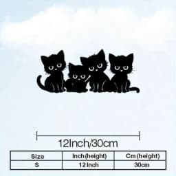 Cat Silhouette Metal Art, Black White Iron Wall Decor for Indoor Outdoor, Rust-Proof Waterproof Bedroom Bathroom