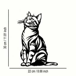 Cat Silhouette Metal Art, Black White Iron Wall Decor for Indoor Outdoor, Rust-Proof Waterproof Bedroom Bathroom