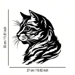 Cat Silhouette Metal Art, Black White Iron Wall Decor for Indoor Outdoor, Rust-Proof Waterproof Bedroom Bathroom