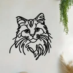Cat Silhouette Metal Art, Black White Iron Wall Decor for Indoor Outdoor, Rust-Proof Waterproof Bedroom Bathroom
