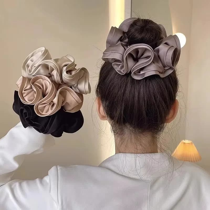 Vintage Solid Large Intestine Twisted Scrunchie For Women Girls Hair Tie Sweet Hair Band Hair Ring Fashion Hair Accessories