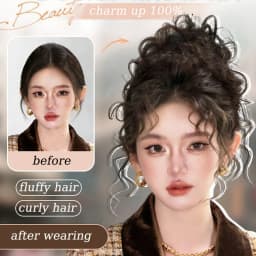 Synthetic Curly Hair Bun Extensions Wig Wavy Curly Chignon Hair Bun with Rubber Band Fluffy Hairpiece for Women Daily Party Use
