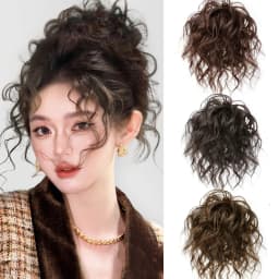 Synthetic Curly Hair Bun Extensions Wig Wavy Curly Chignon Hair Bun with Rubber Band Fluffy Hairpiece for Women Daily Party Use