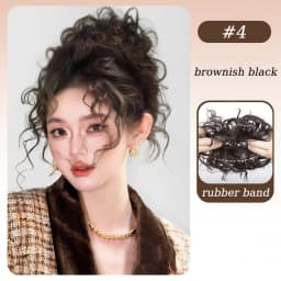 Synthetic Curly Hair Bun Extensions Wig Wavy Curly Chignon Hair Bun with Rubber Band Fluffy Hairpiece for Women Daily Party Use