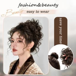 Synthetic Curly Hair Bun Extensions Wig Wavy Curly Chignon Hair Bun with Rubber Band Fluffy Hairpiece for Women Daily Party Use