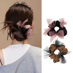 2PCS/Set Elegant Chiffon Bow Elastic Scrunchie For Women Girl Sweet Hair Ornament Hair Band Hair Tie Rubber Band Hair Accessory