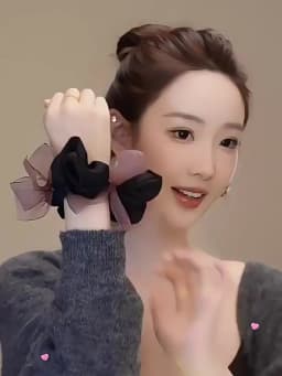 2PCS/Set Elegant Chiffon Bow Elastic Scrunchie For Women Girl Sweet Hair Ornament Hair Band Hair Tie Rubber Band Hair Accessory