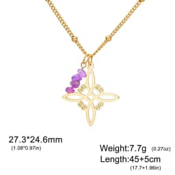 Dawapara Witches Knot Necklace Spiritual Amethyst Protective Necklace Stainless Steel Celtics Knot Good Luck Amulet