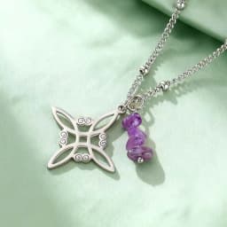 Dawapara Witches Knot Necklace Spiritual Amethyst Protective Necklace Stainless Steel Celtics Knot Good Luck Amulet