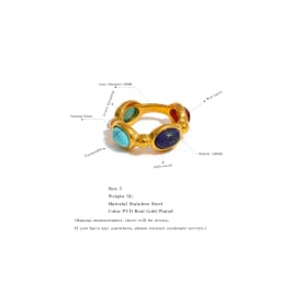 Yhpup Stainless Steel Colorful Natural Stone Agate Cast Vintage Charm Ring Fashion 316l Jewelry for Women Textured Gift