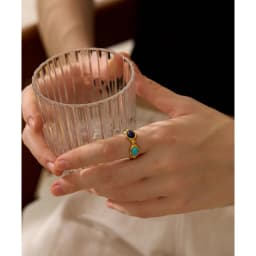 Yhpup Stainless Steel Colorful Natural Stone Agate Cast Vintage Charm Ring Fashion 316l Jewelry for Women Textured Gift