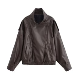 HH Women Autumn Elegant Street Style Coats Woman Asymmetric Button Pocket Long Sleeves Black Loose Zipper Slim Jackets