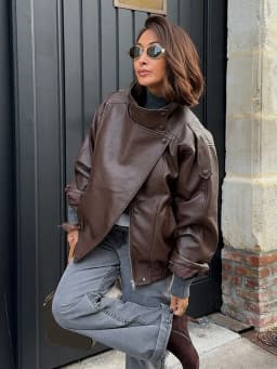 HH Women Autumn Elegant Street Style Coats Woman Asymmetric Button Pocket Long Sleeves Black Loose Zipper Slim Jackets