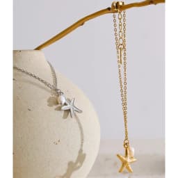 Yhpup Ocean Series Stainless Steel Natural Pearl Starfish Drop Bracelet Bangle Vacation Jewelry for Women Tropical