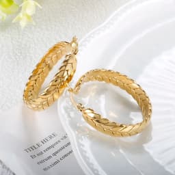 Hot Sale Wheat Ears Shape Twisted Hoop Earrings For Women Girl Vintage Stainless Steel Textured Earring Gold Color Jewelry