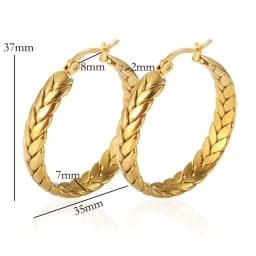 Hot Sale Wheat Ears Shape Twisted Hoop Earrings For Women Girl Vintage Stainless Steel Textured Earring Gold Color Jewelry