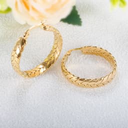 Hot Sale Wheat Ears Shape Twisted Hoop Earrings For Women Girl Vintage Stainless Steel Textured Earring Gold Color Jewelry