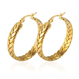 Hot Sale Wheat Ears Shape Twisted Hoop Earrings For Women Girl Vintage Stainless Steel Textured Earring Gold Color Jewelry