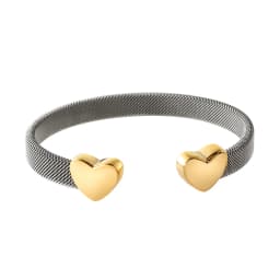 JOVO LOVE Fashion Heart Bracelets Open Elastic Mesh Bangle for Women Gold Color Lover's Stainless Steel Waterproof Jewelry 2025