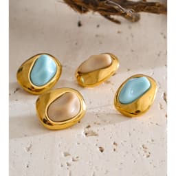 Yhpup New Waterproof Stainless Steel Resin Fashion Earrings for Women Water Resistant Metal Trendy Charm temperament Jewelry