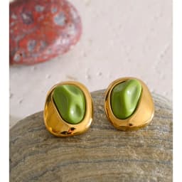 Yhpup New Waterproof Stainless Steel Resin Fashion Earrings for Women Water Resistant Metal Trendy Charm temperament Jewelry