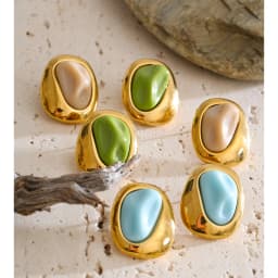 Yhpup New Waterproof Stainless Steel Resin Fashion Earrings for Women Water Resistant Metal Trendy Charm temperament Jewelry
