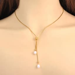 JeeMango Natural Freshwater Pearl Pendant Necklace for Women Exquisite Stainless Steel Sweet Jewelry Mother Sister Gift JN24060