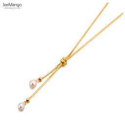 JeeMango Natural Freshwater Pearl Pendant Necklace for Women Exquisite Stainless Steel Sweet Jewelry Mother Sister Gift JN24060