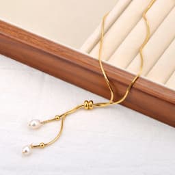 JeeMango Natural Freshwater Pearl Pendant Necklace for Women Exquisite Stainless Steel Sweet Jewelry Mother Sister Gift JN24060