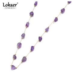 Lokaer Colorful Natural Stone Beads Necklace Bracelet Sets for Women Trendy Bohemia Stainless Steel Handmade Jewelry Tiki N24081