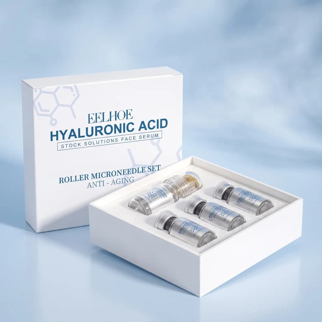 Hyaluronic Acid 0.25mm Microneedle Serum Set Deep Hydration Boost Essence Absorption Smooth Texture Ampoule Facial Skincare