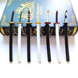 6.7inch Metal Demon Slayer Katana Anime Kimetsu No Yaiba Tanjirou Ninja Knife Real Japanese Katana Mini Samurai Sabre Toy Gift